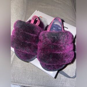 Vibrant baby UGG fluff slides
